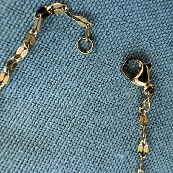 Gold Glitter Sequin Chain Necklace - Stainlees steel Flat Link - Picture 3 of 7